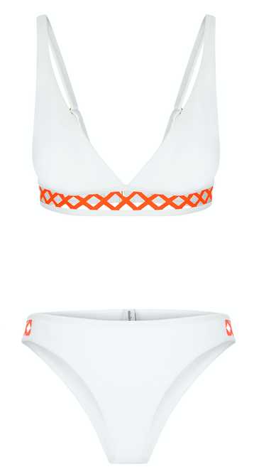 Ines Bikini, White/Coral